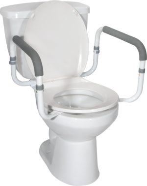 TOILET SAFETY RAIL WITH SOFT PADDED HANDLES